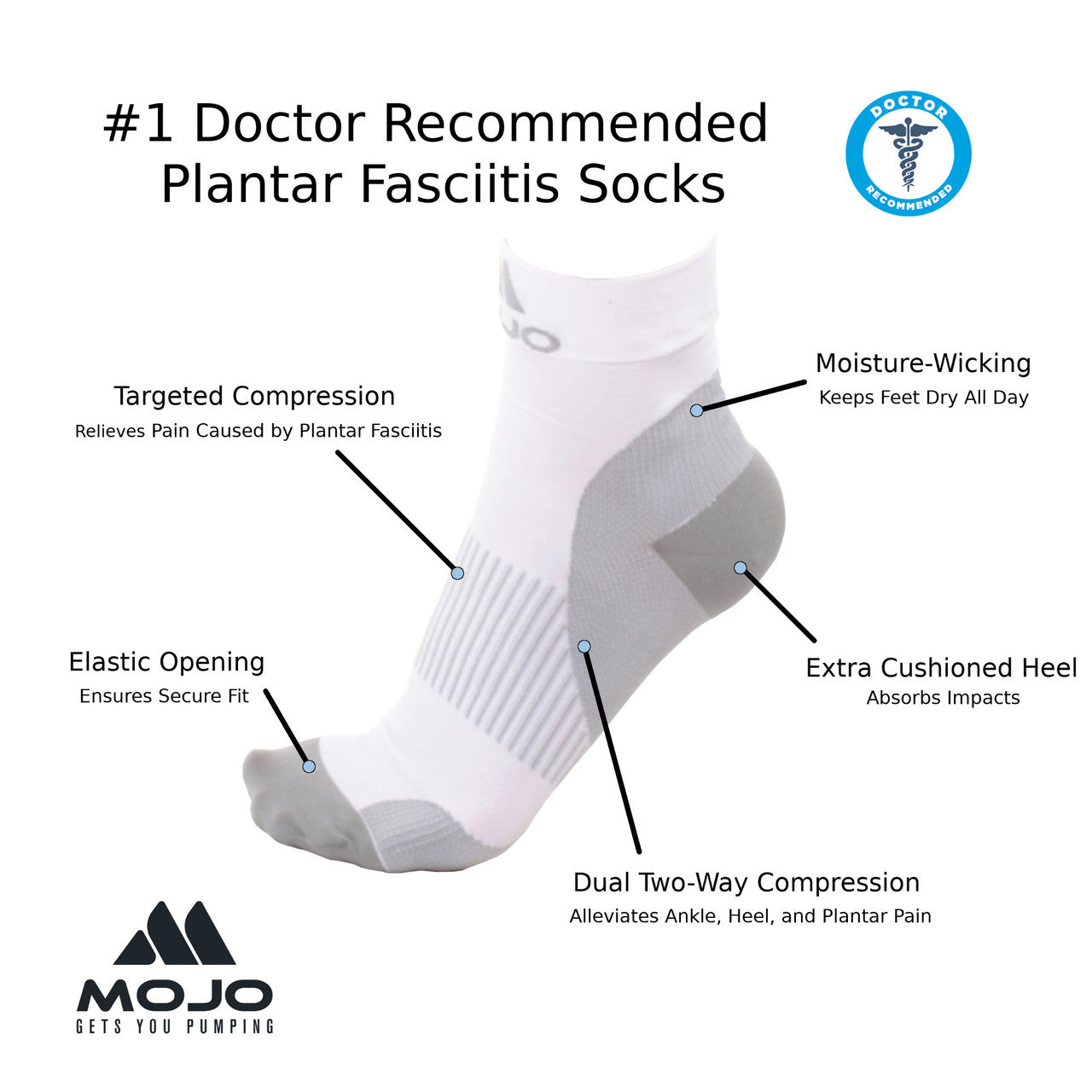 Plantar Fasciitis Open- and Closed-Toe Ankle Compression Socks for Men 30-40mmHg, M806