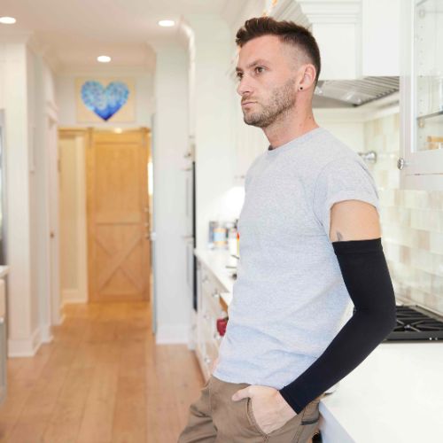 Opaque Lymphedema Compression Arm Sleeve for Women 20-30mmHg, M813