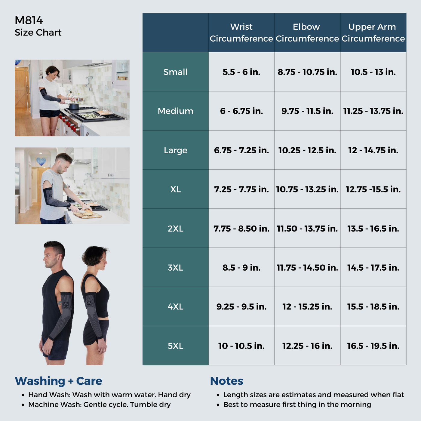 Black Lymphedema Compression Arm Sleeve for Men 20-30mmHg, M814